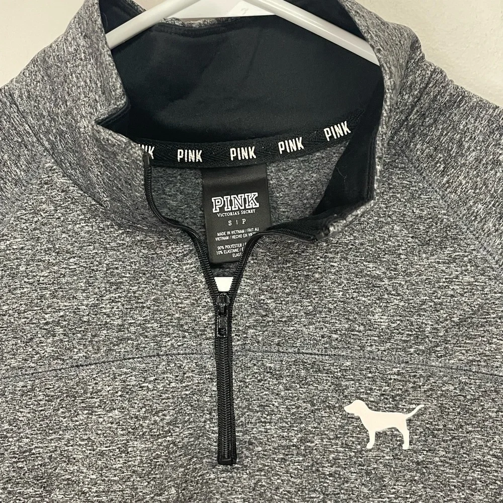 PINK Victoria's Secret 1/4 Zip Sweatshirt Black Heathered Small